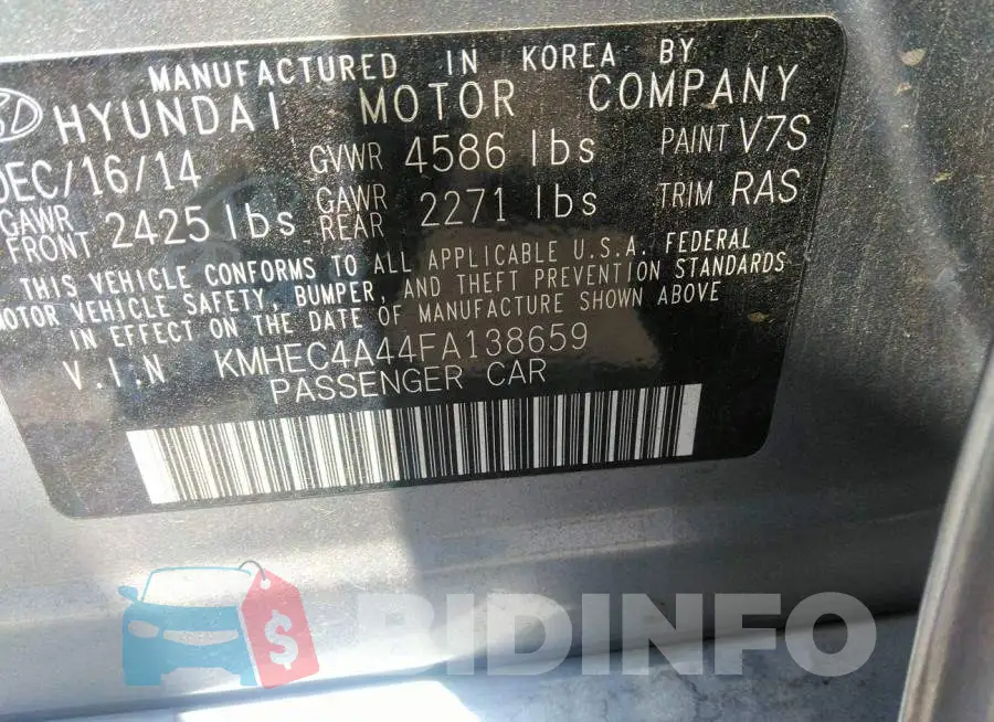 KMHEC4A44FA138659 Photo# 9