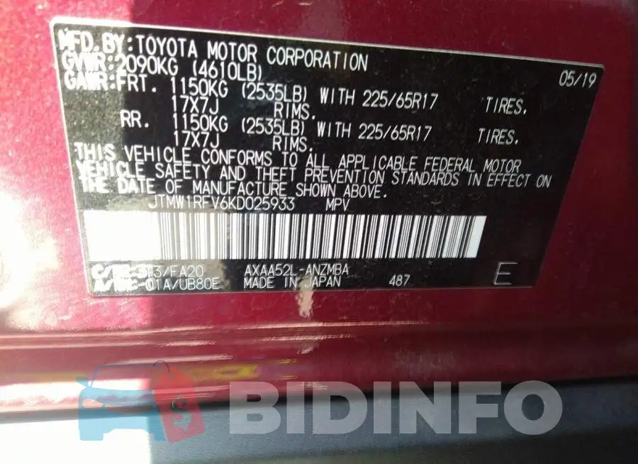 JTMW1RFV6KD025933 Photo# 9