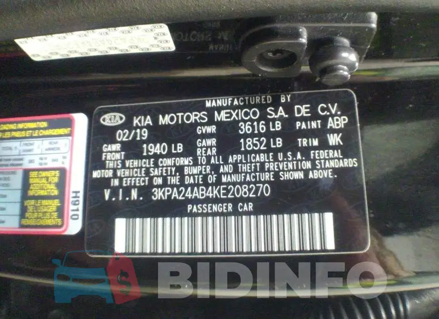 3KPA24AB4KE208270 Photo# 9