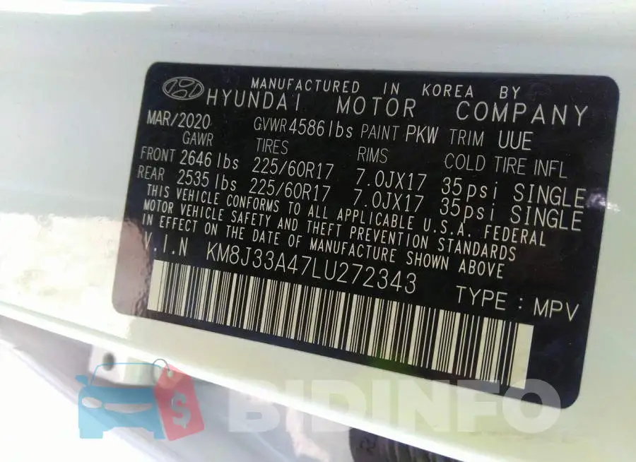 KM8J33A47LU272343 Photo# 9