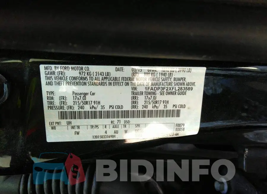 1FADP3F2XFL283589 Photo# 9
