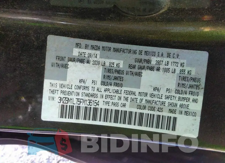 3MZBM1L75FM136154 Photo# 9