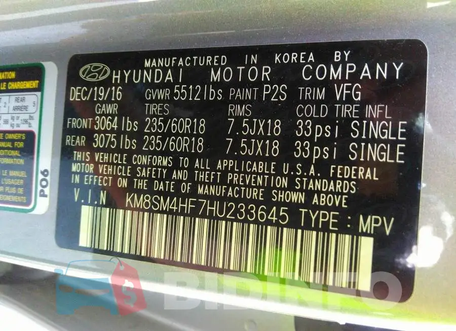 KM8SM4HF7HU233645 Photo# 9