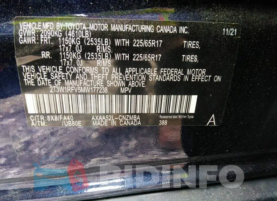 2T3W1RFV5MW177238 Photo# 9