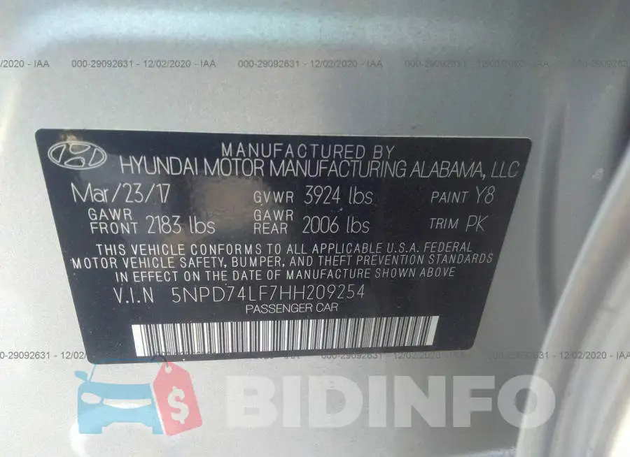 5NPD74LF7HH209254 Photo# 9