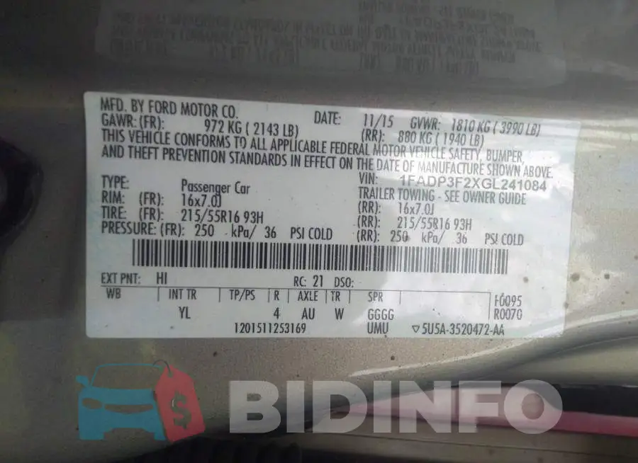 1FADP3F2XGL241084 Photo# 9