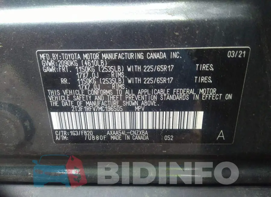 2T3F1RFV7MC196505 Photo# 9