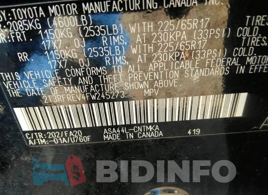 2T3RFREV4FW245273 Photo# 9