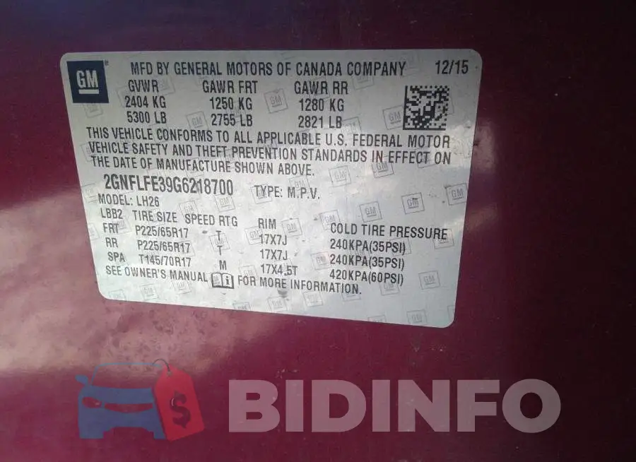 2GNFLFE39G6218700 Photo# 9