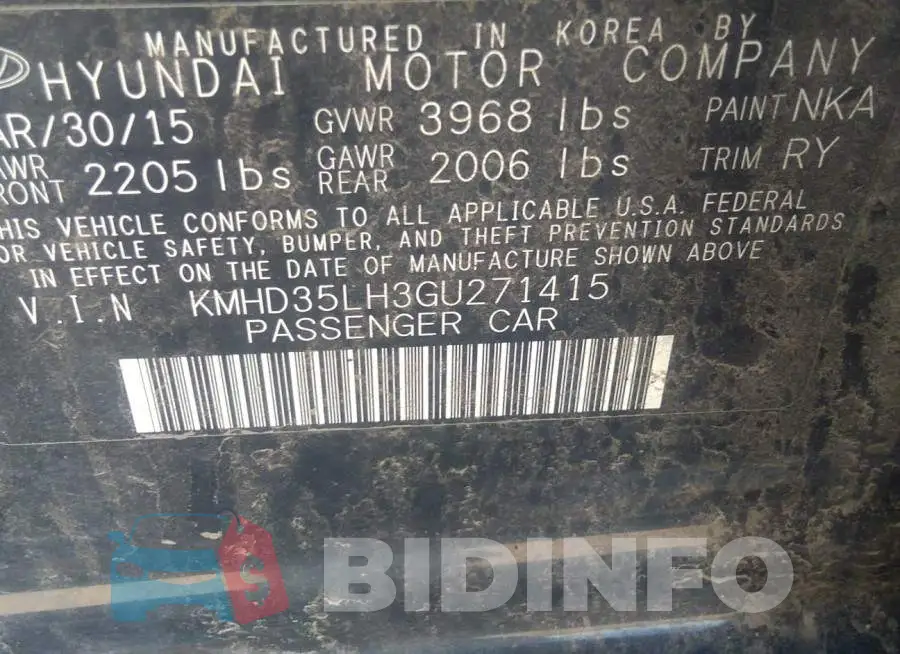 KMHD35LH3GU271415 Photo# 9