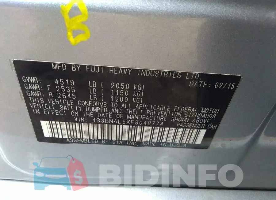 4S3BNAL6XF3048774 Photo# 9