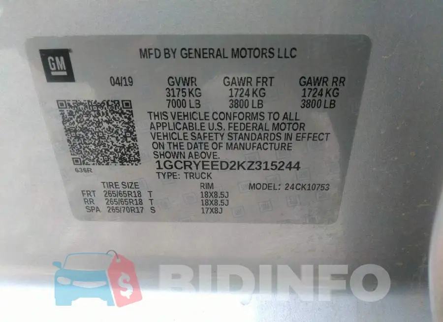 1GCRYEED2KZ315244 Photo# 9