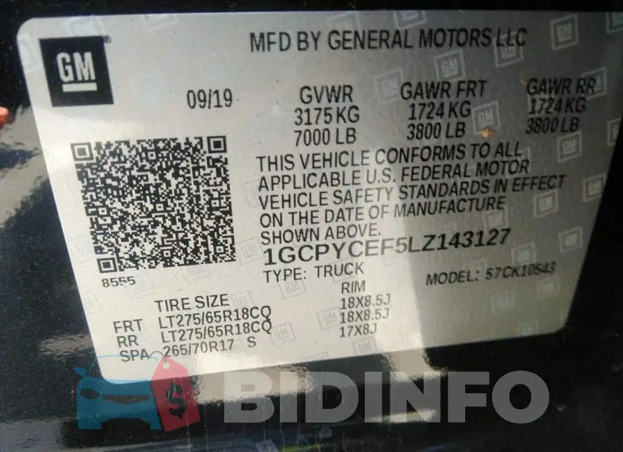 1GCPYCEF5LZ143127 Photo# 9