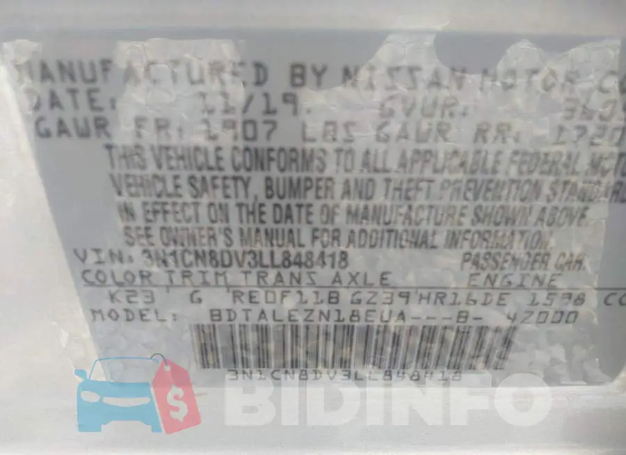 3N1CN8DV3LL848418 Photo# 9