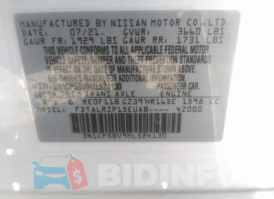 3N1CP5BV9ML524130 Photo# 9