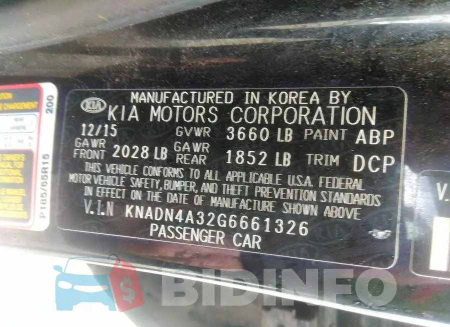 KNADN4A32G6661326 Photo# 9