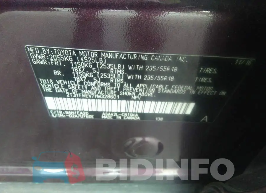 2T3YFREV7HW328601 Photo# 9