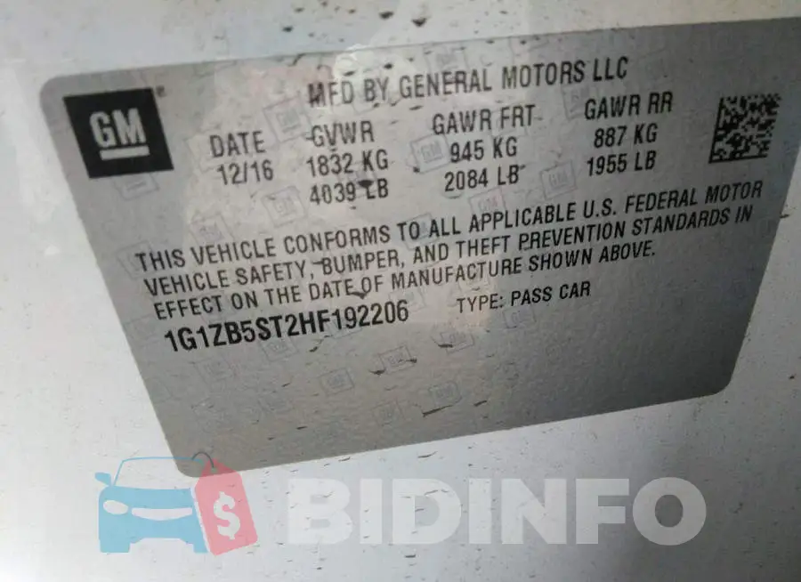 1G1ZB5ST2HF192206 Photo# 9