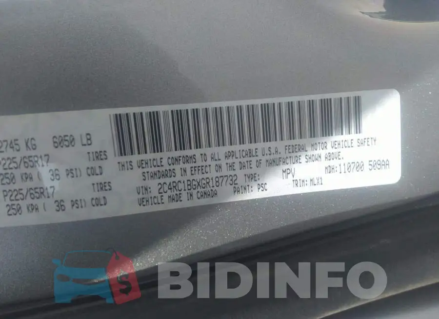 2C4RC1BGXGR187732 Photo# 9