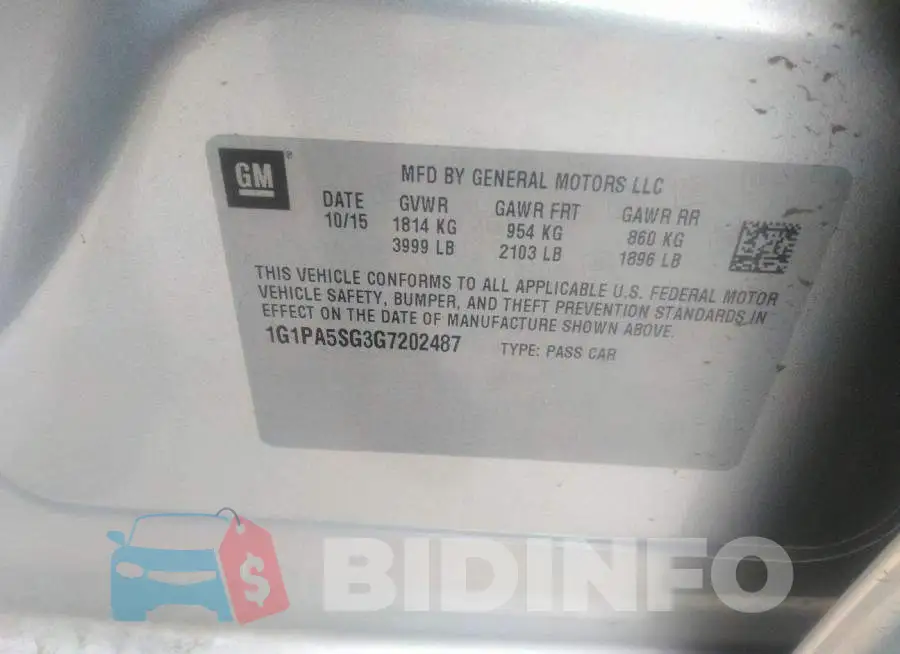 1G1PA5SG3G7202487 Photo# 9