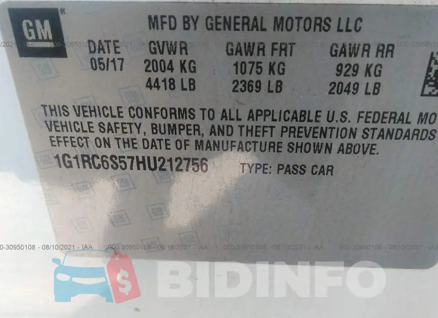 1G1RC6S57HU212756 Photo# 9