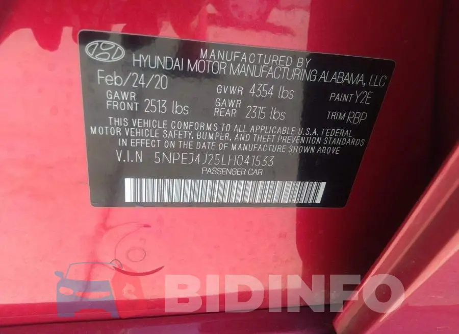 5NPEJ4J25LH041533 Photo# 9