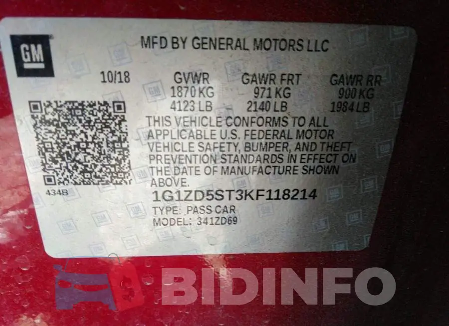 1G1ZD5ST3KF118214 Photo# 9