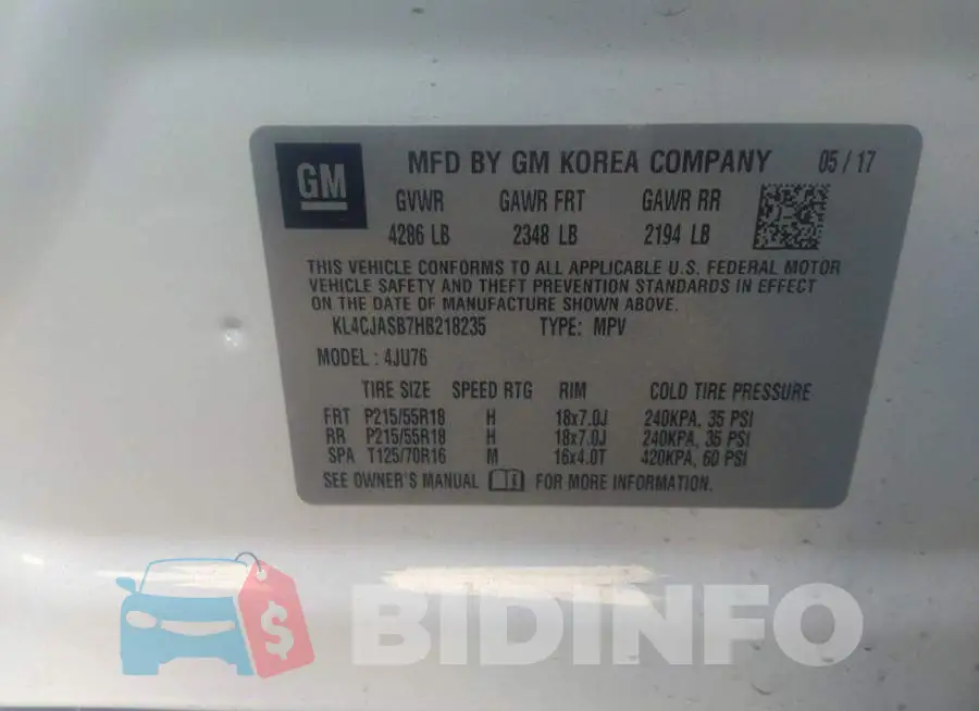 KL4CJASB7HB218235 Photo# 6