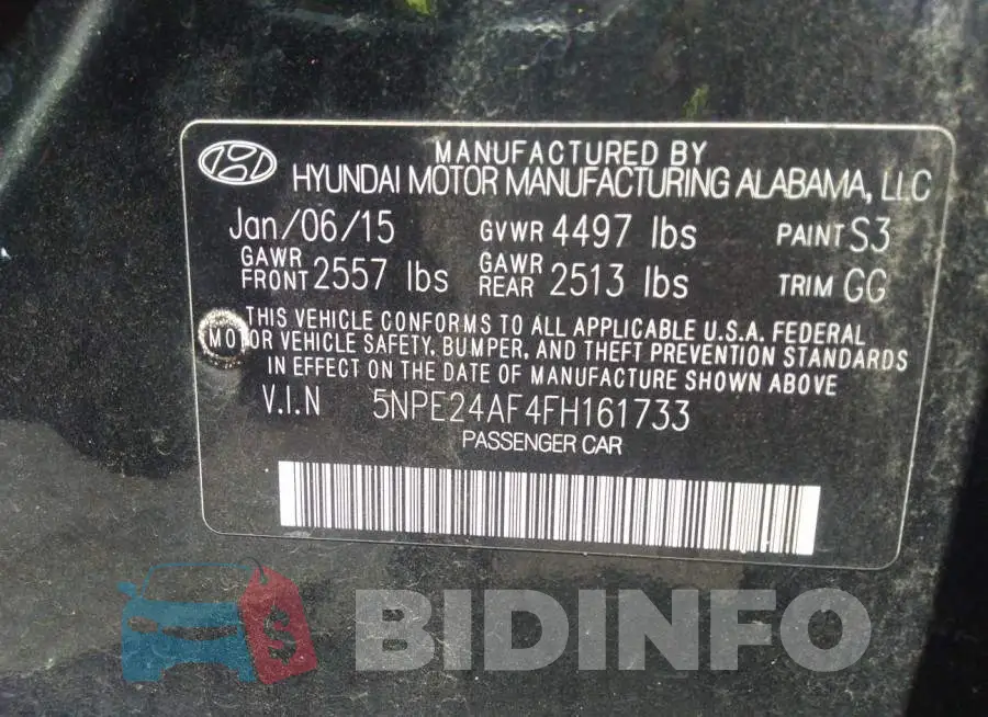 5NPE24AF4FH161733 Photo# 9