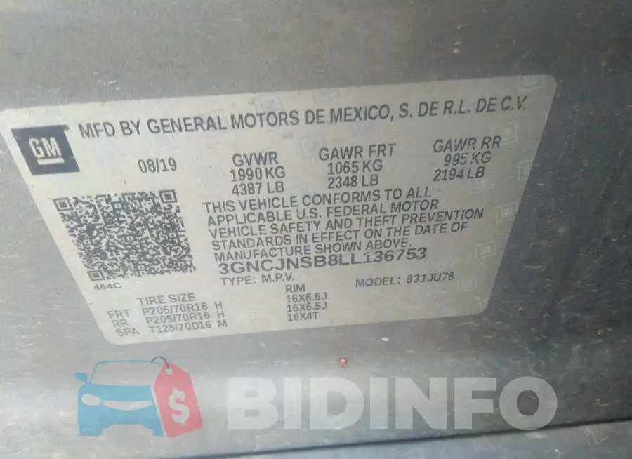 3GNCJNSB8LL136753 Photo# 9