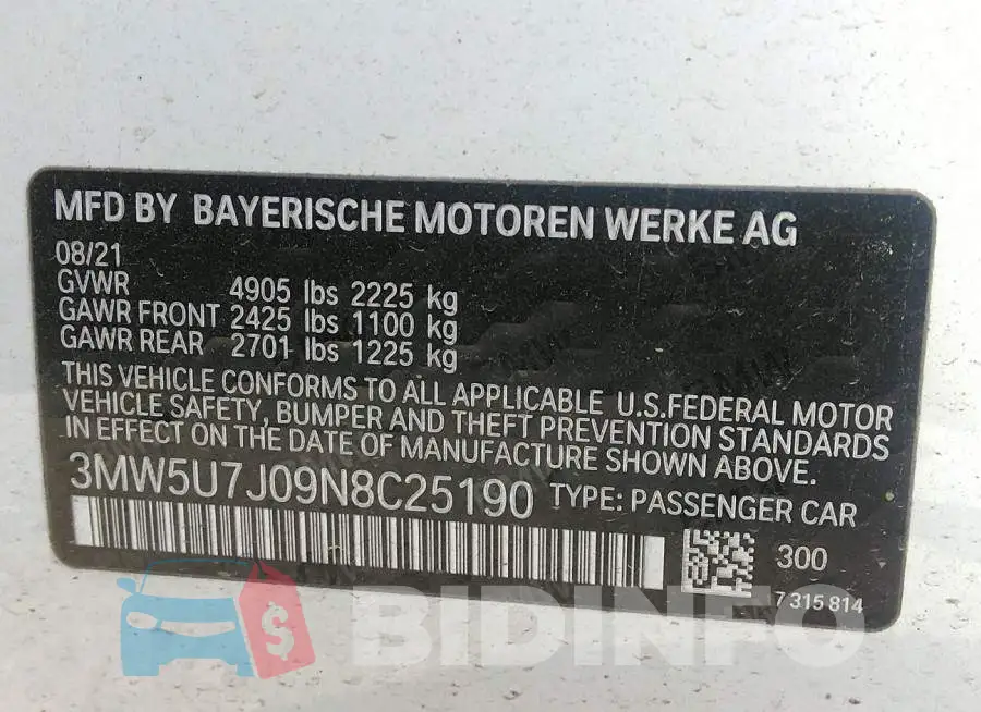 3MW5U7J09N8C25190 Photo# 9