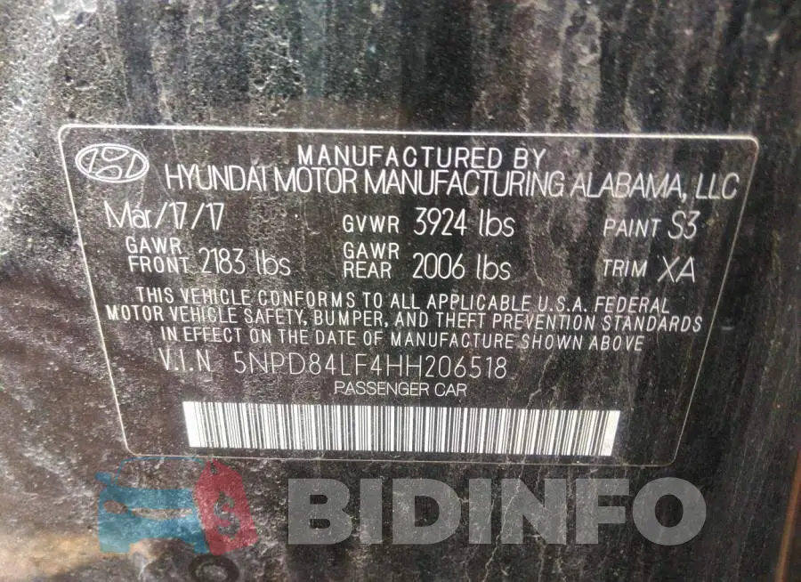 5NPD84LF4HH206518 Photo# 9