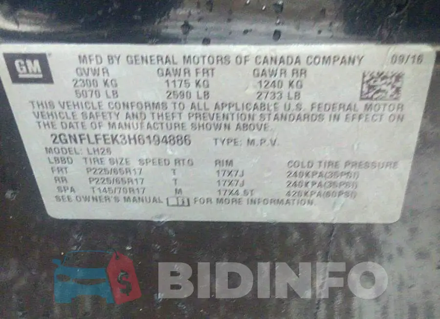 2GNFLFEK3H6194886 Photo# 9