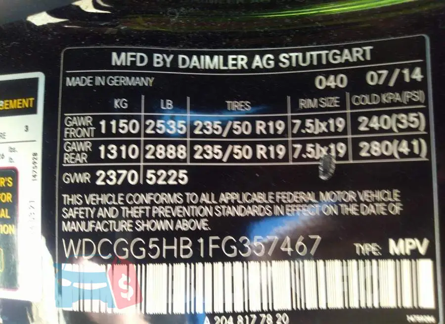 WDCGG5HB1FG357467 Photo# 9