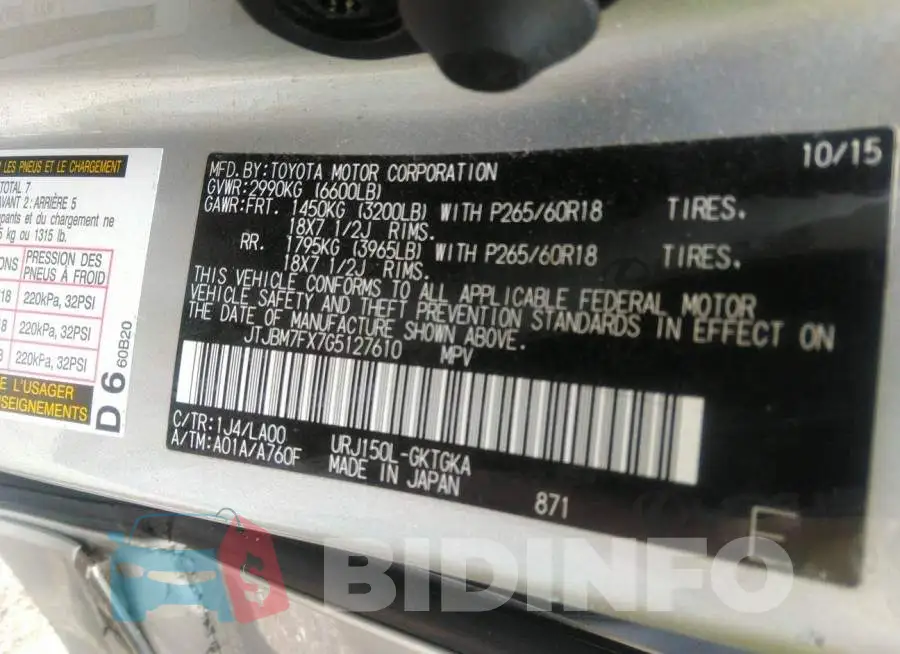 JTJBM7FX7G5127610 Photo# 9