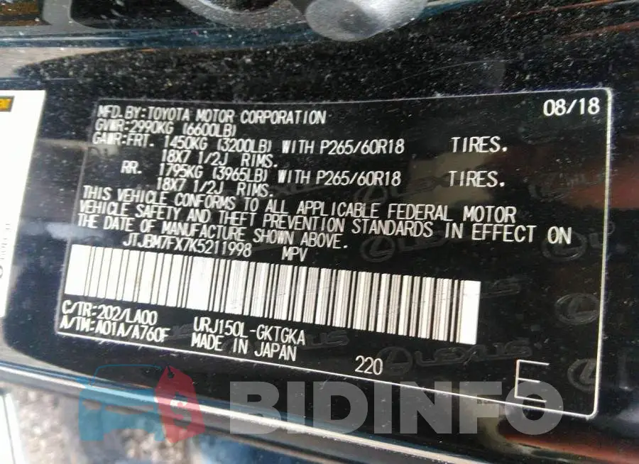 JTJBM7FX7K5211998 Photo# 9