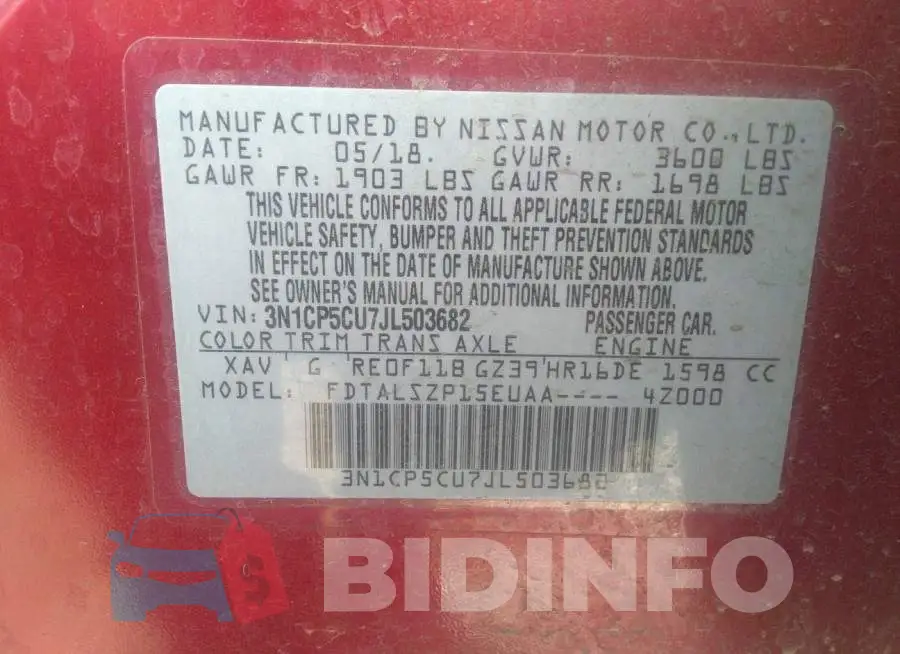 3N1CP5CU7JL503682 Photo# 9