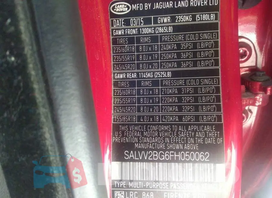SALVV2BG6FH050062 Photo# 9