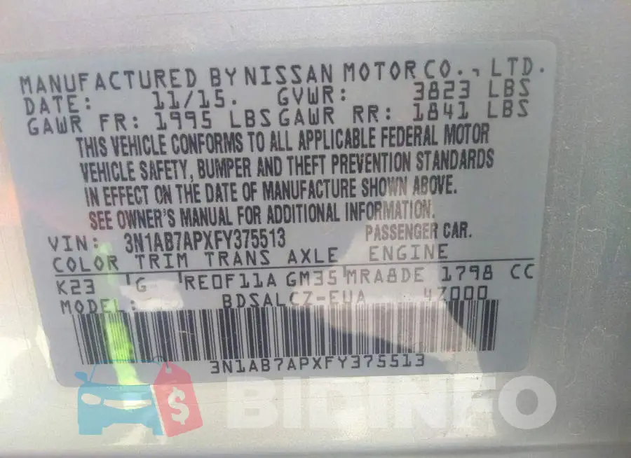 3N1AB7APXFY375513 Photo# 9
