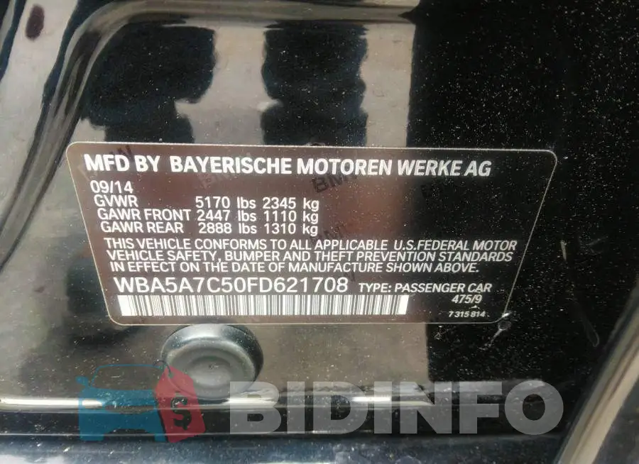 WBA5A7C50FD621708 Photo# 9