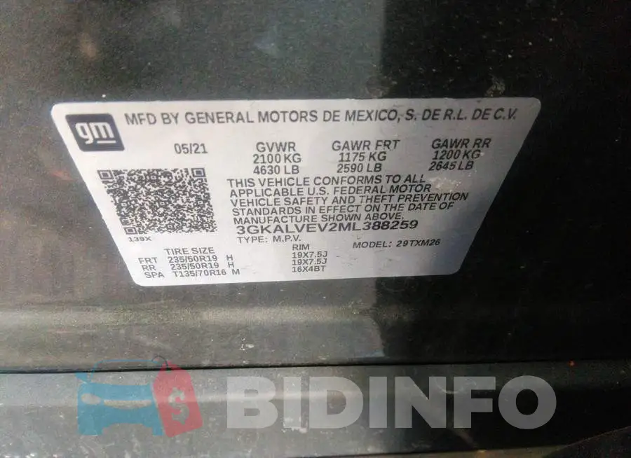 3GKALVEV2ML388259 Photo# 9
