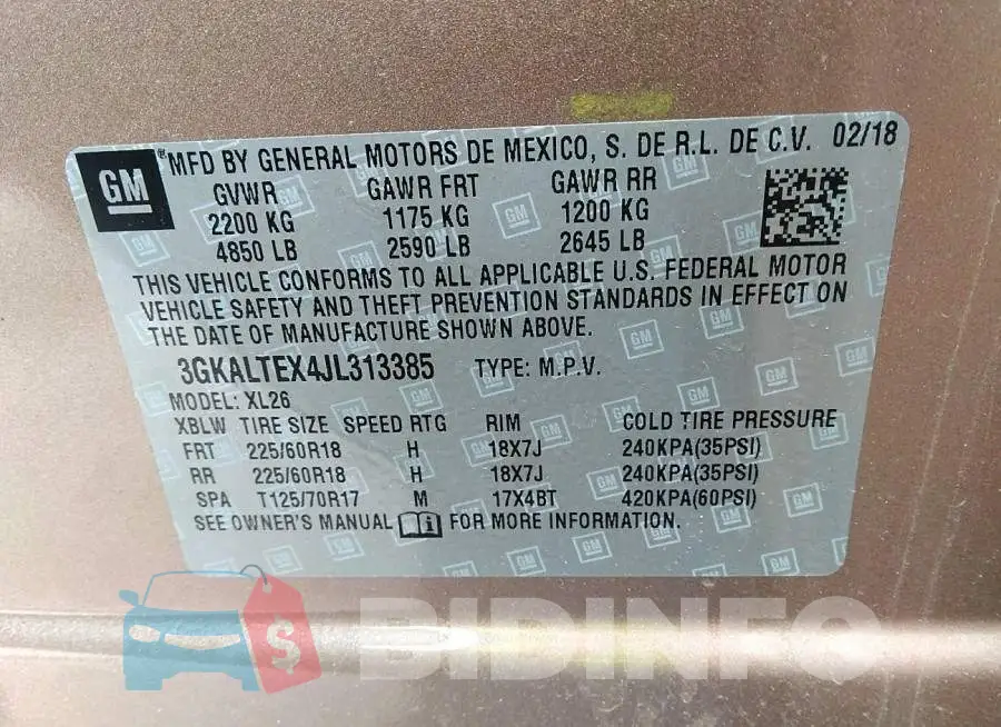 3GKALTEX4JL313385 Photo# 9