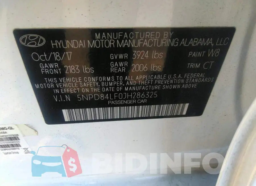 5NPD84LF0JH286325 Photo# 9