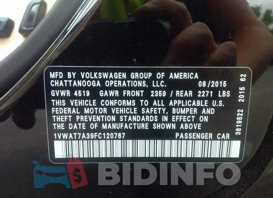 1VWAT7A39FC120767 Photo# 9