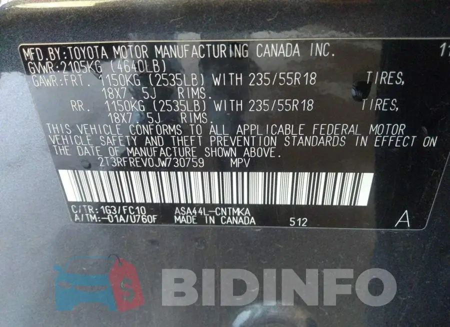 2T3RFREV0JW730759 Photo# 9
