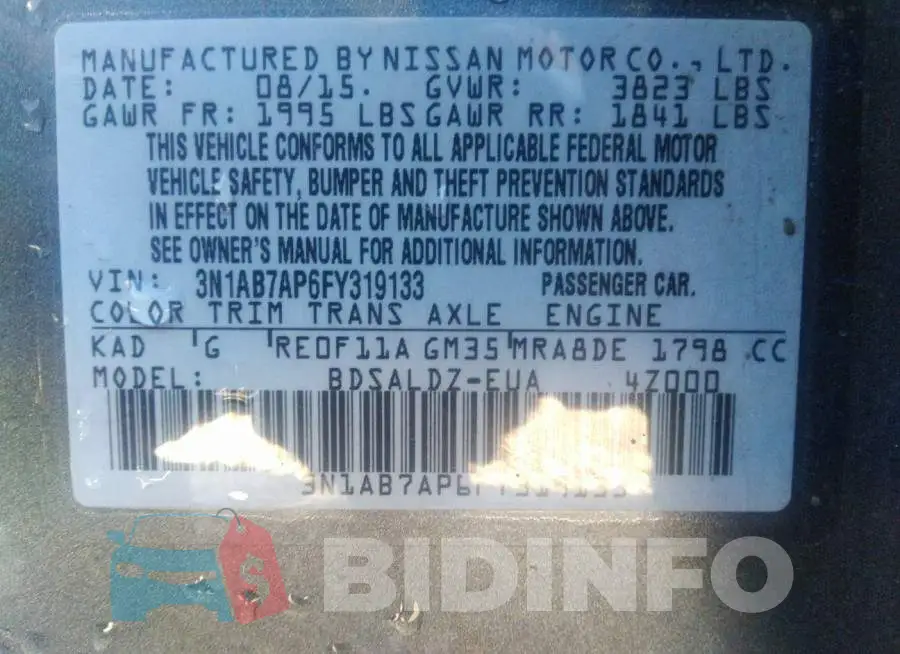 3N1AB7AP6FY319133 Photo# 9