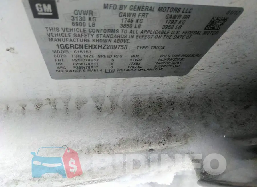 1GCRCNEHXHZ209750 Photo# 9