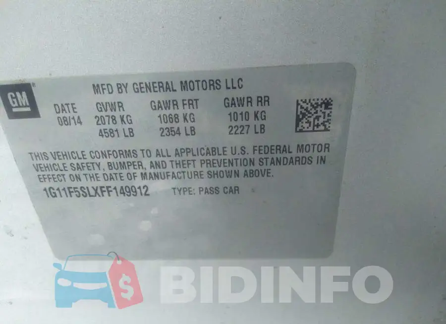 1G11F5SLXFF149912 Photo# 9