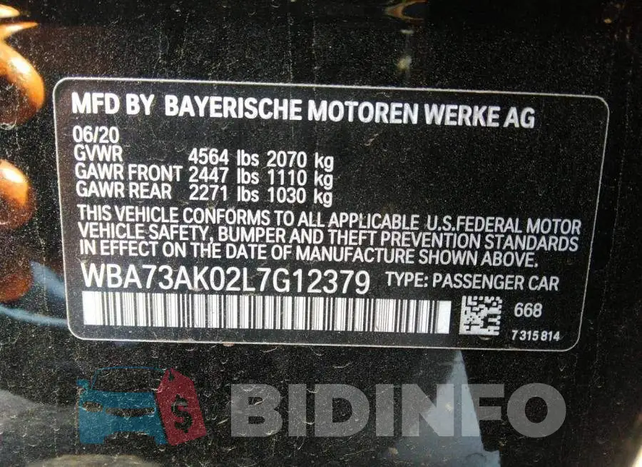WBA73AK02L7G12379 Photo# 9