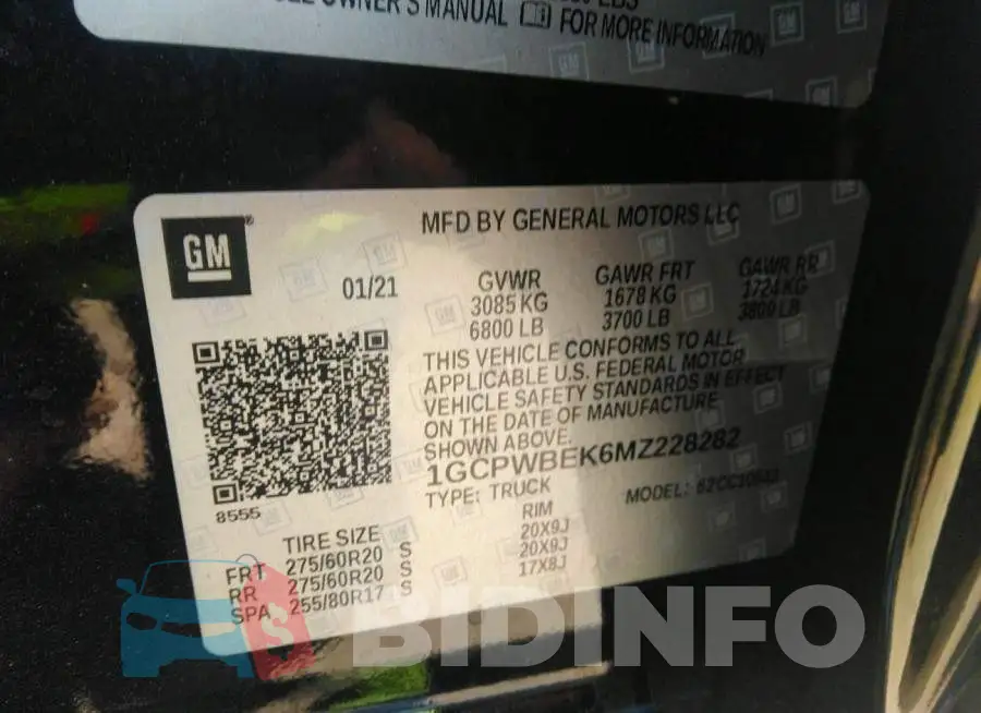 1GCPWBEK6MZ228282 Photo# 9